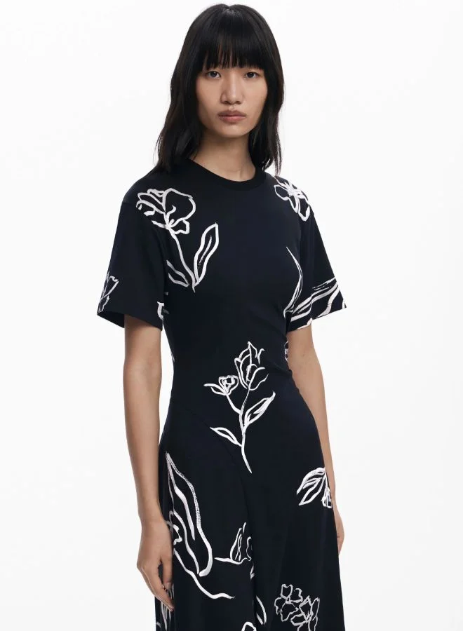 ديسيجوال فستان غير متماثل مع ضربات زهرية